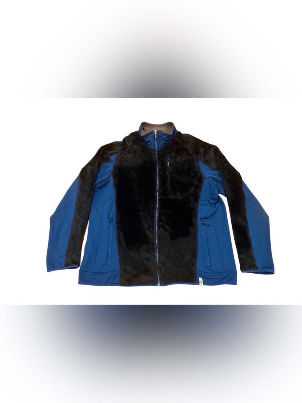 Lands’ End Men’s Full-Zip Polartec Fleece Jacket Large Blue/Black 42-44